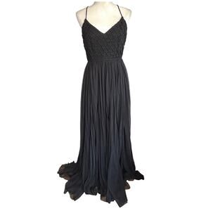 Pamella Roland Evening Gown Womens 6 Black Maxi Fairy Whimsigoth Formal Wedding